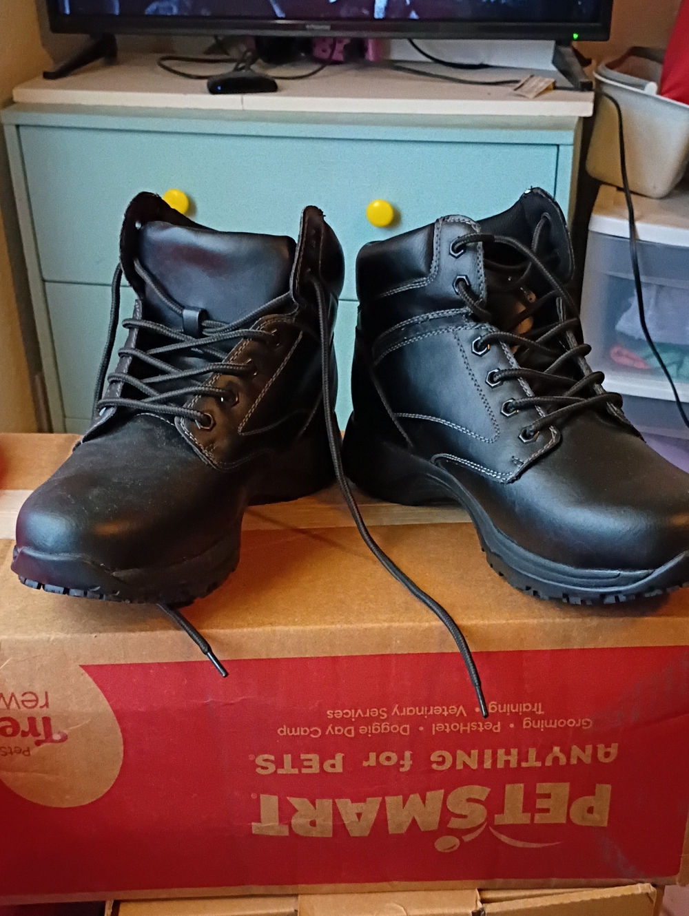 Men's Black Lace-Up Work Boots